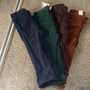 BUNDLE DEAL- 4 pairs of corduroy pants- navy blue, forest green, brown and tan